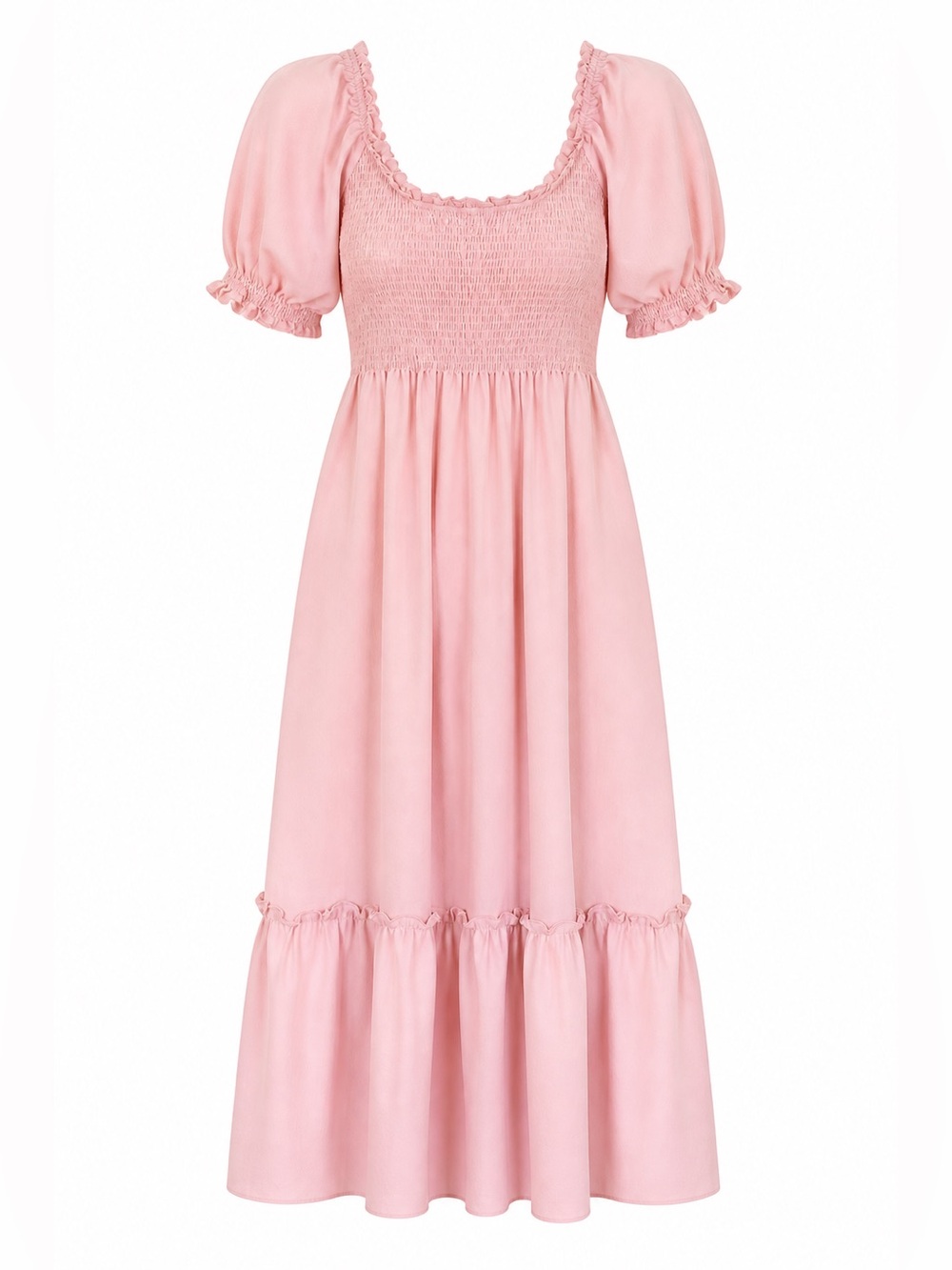 Hill House Home Louisa Nap Midi Dress Pink Smocked Puff Sleeve Size L - Picture 4 of 10
